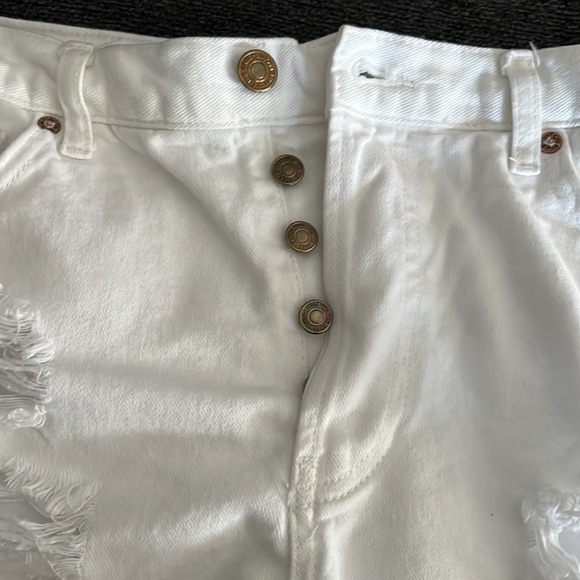 FREE People Maggie Mid-Rise White Distressed Shorts - Picture 9 of 11